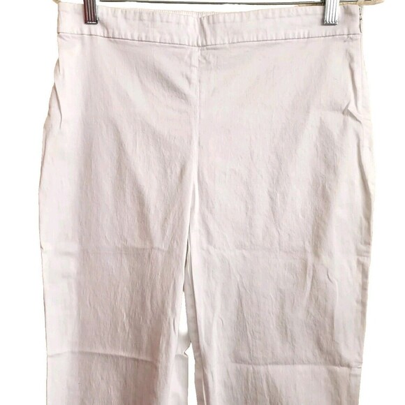 THEORY pants White Ankle Crop size 8 Zipper Leg Capri Stretch Coastal Resort - Picture 2 of 12